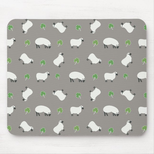 Irish Shamrock and Sheep Pattern Mouse Mat (Front)