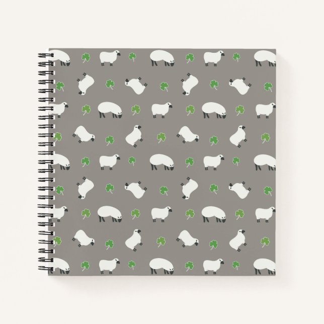 Irish Shamrock and Sheep Pattern Notebook (Front)