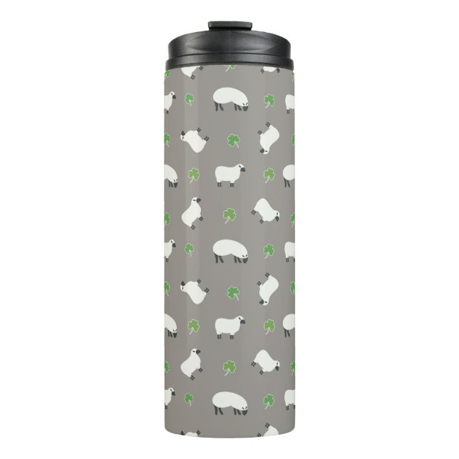 Irish Shamrock and Sheep Pattern Thermal Tumbler (Front)