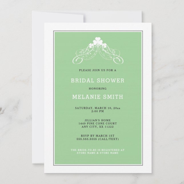 Irish Shamrock Arch Bridal Shower Invitation 3991 (Front)