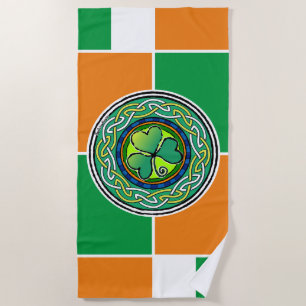 Irish shamrock beach towel
