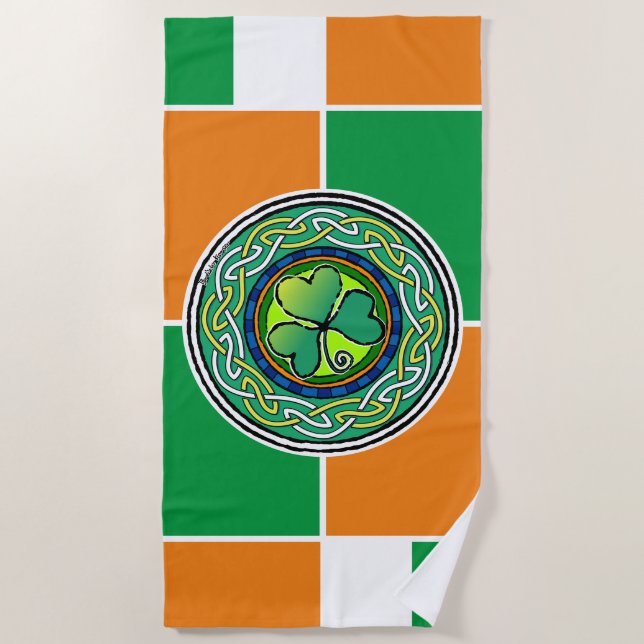 Irish shamrock beach towel (Front)