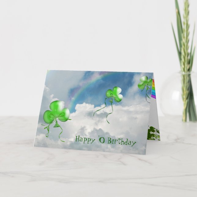 Irish Shamrock Birthday Balloons Card (Front)