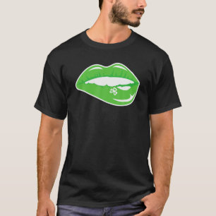 Irish Shamrock Biting Lips Funny St Patrick's Day T-Shirt