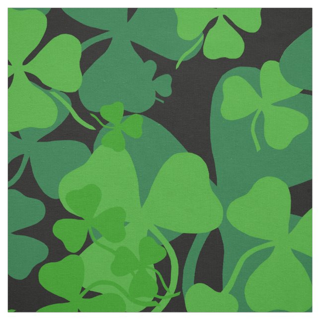 Irish shamrock, black, clover fabric print 10c (Swatch)