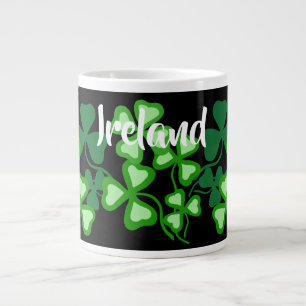 Irish shamrock, black, clover, Ireland coffee 6 Large Coffee Mug