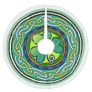 Irish shamrock brushed polyester tree skirt