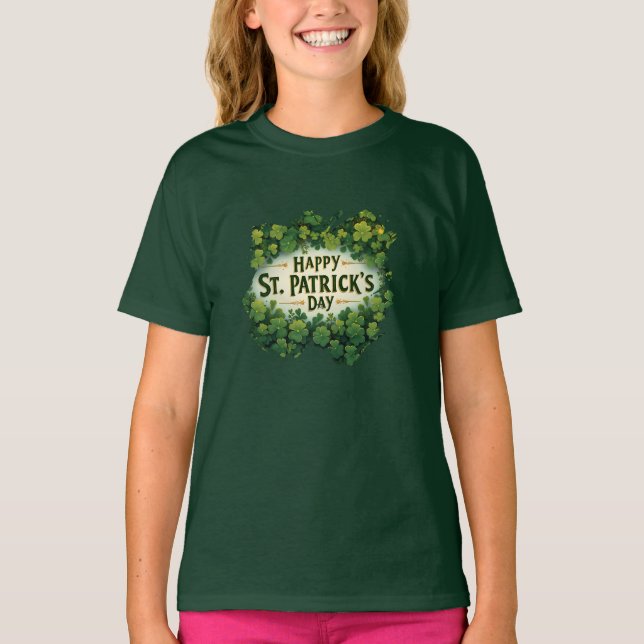 Irish Shamrock Celebration Design T-Shirt (Front)
