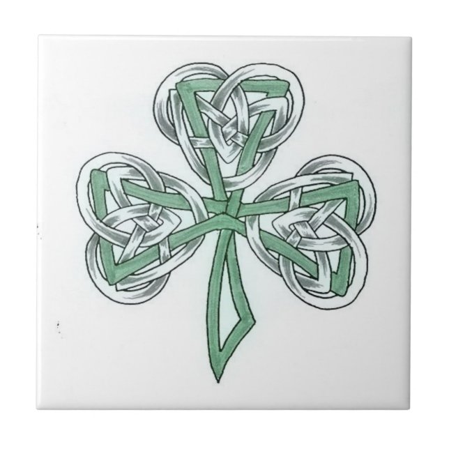 Irish Shamrock Celtic Knot DesignCeramic Tile (Front)