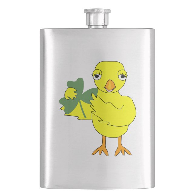 Irish Shamrock Chick Hip Flask (Front)