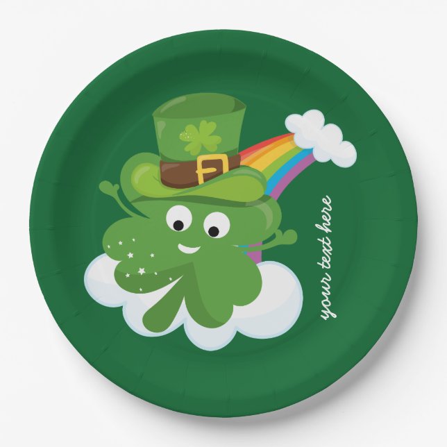 Irish Shamrock * choose your background colour Paper Plate (Front)