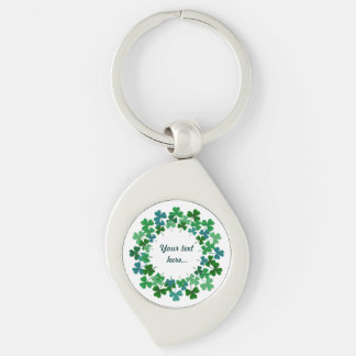 Irish Shamrock Circle Custom Text Key Ring