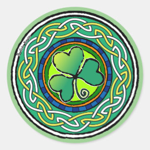 Irish shamrock classic round sticker