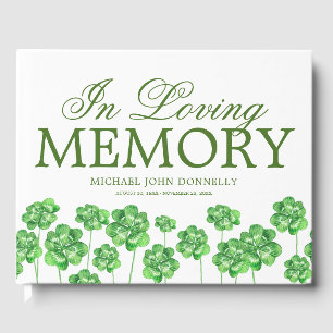 Irish Shamrock Clover Memorial Funeral Guest Book