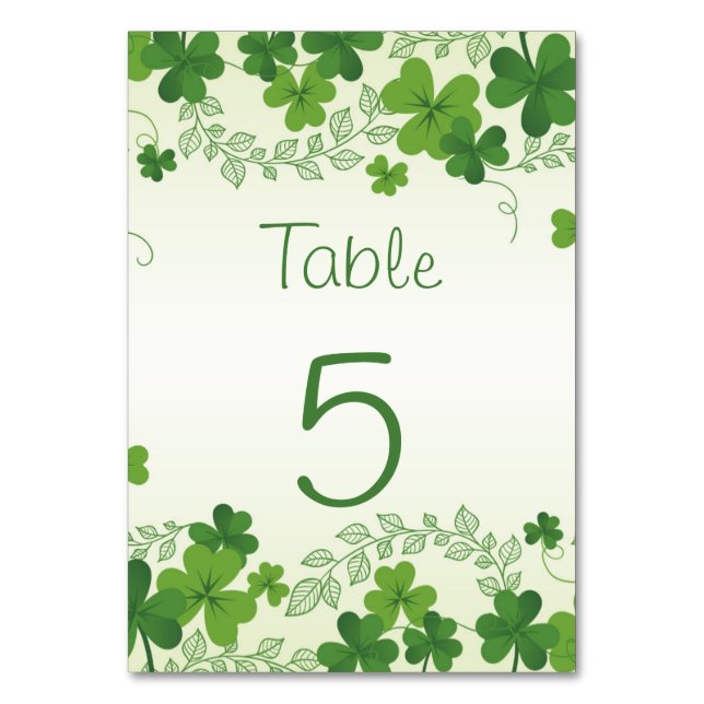 Irish shamrock (clover) table number (Front)