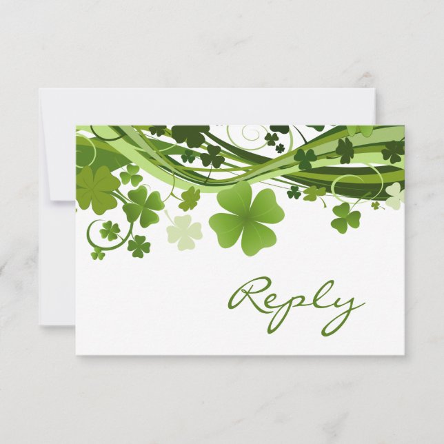 Irish Shamrock (clover) Wedding RSVP Card (Front)