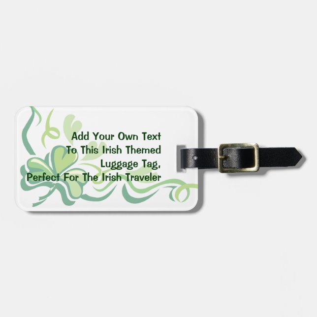 Irish Shamrock Customisable Luggage Tag (Front Horizontal)