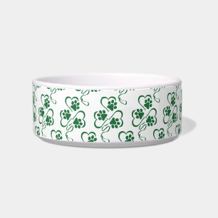 Irish Shamrock Dog Paw Print Bowl
