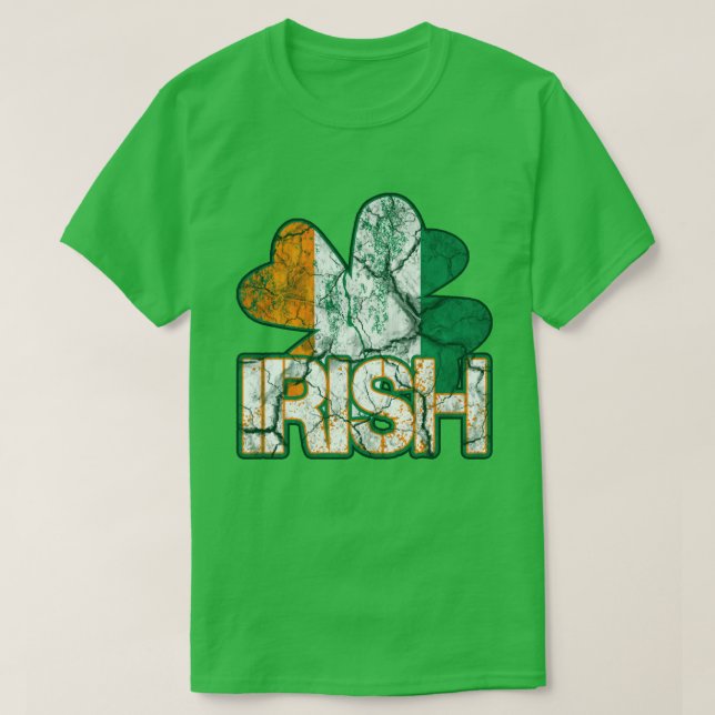 Irish Shamrock Flag Shirts (Distressed) (Design Front)