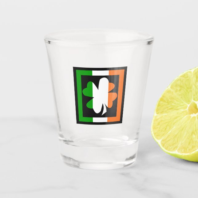 Irish Shamrock Flag Stripe Shot Glass (Front)