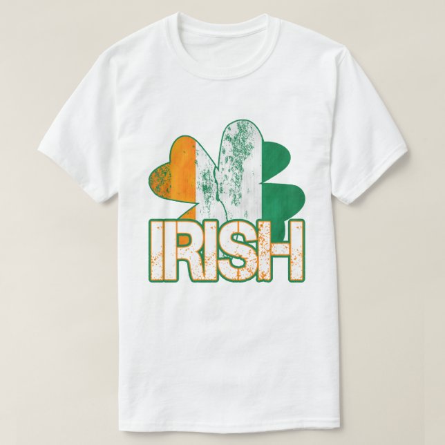 Irish Shamrock Flag T-Shirts (Distressed) (Design Front)