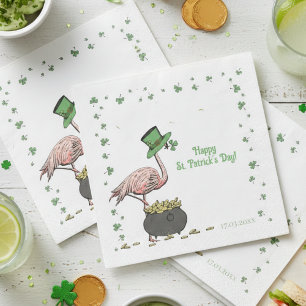 Irish Shamrock Flamingo St. Patrick’s Day Party Napkin