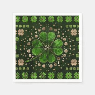 Irish Shamrock Four-leaf clover Malachite and gold Napkin