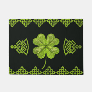Irish Shamrock Four-leaf clover with celtic decor Doormat