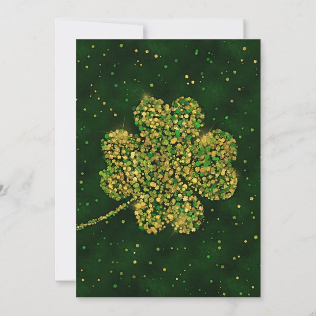 Irish Shamrock Four-leaf Lucky Clover Holiday Card (Front)