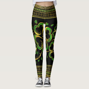 Irish Shamrock Four-leaf Lucky Clover Leggings