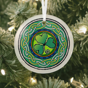 Irish shamrock glass tree decoration