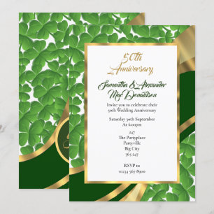 Irish shamrock golden wedding anniversary invitation