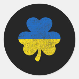 Irish Shamrock Good Luck Ukrainians Ukraine Flag P Classic Round Sticker