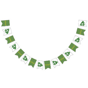 Irish shamrock, green clover, 2 green shamrock bunting