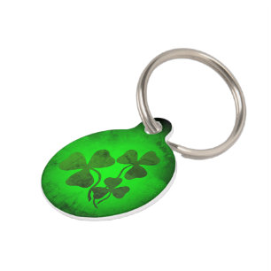 Irish shamrock/green clover, Ireland green glow Pet Tag