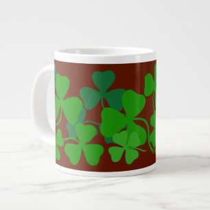 Irish shamrock, green clover red coffee cup/mug 2 large coffee mug