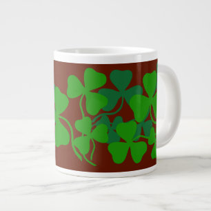 Irish shamrock, green clover /red coffee cup/mug large coffee mug