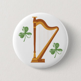 Irish Shamrock Harp Button