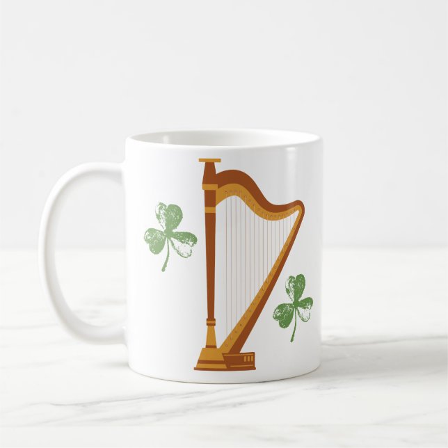 Irish Shamrock Harp Mug (Left)