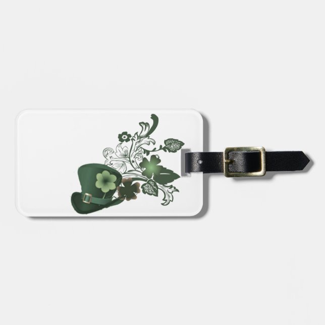 Irish Shamrock Hat Luggage Tag (Front Horizontal)