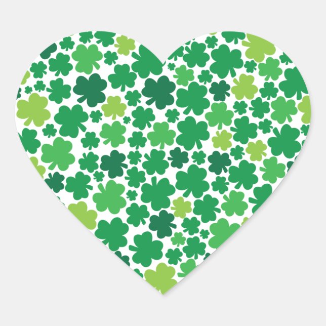 Irish Shamrock Heart Heart Sticker (Front)