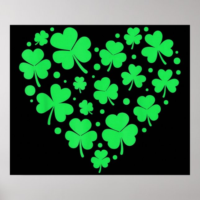 Irish Shamrock Heart Lucky Poster (Front)