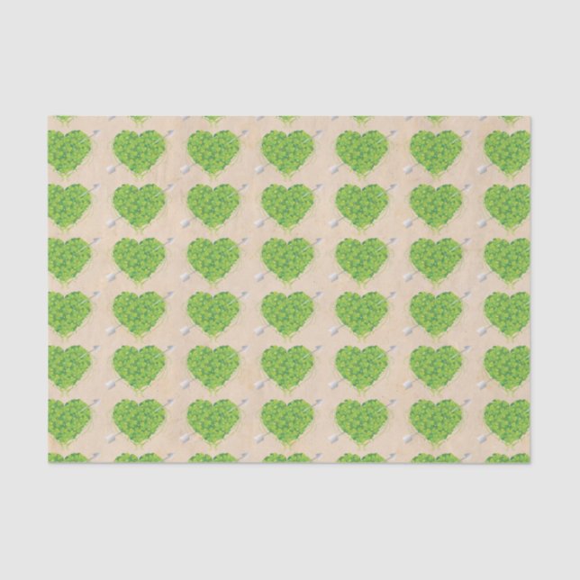 Irish Shamrock Heart Wedding Tissue Paper (Front)