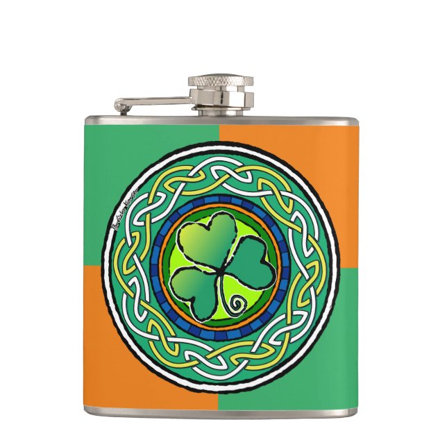 Irish shamrock hip flask (Front)