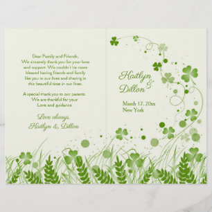 Irish shamrock in a meadow Wedding program