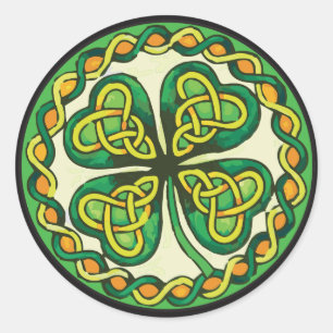 Irish Shamrock in Celtic Knots Classic Round Sticker