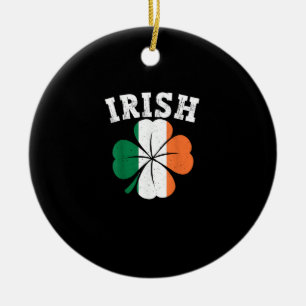 Irish Shamrock Ireland Flag St Patrick Day Vintage Ceramic Tree Decoration