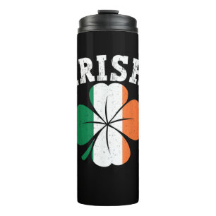Irish Shamrock Ireland Flag St Patrick Day Vintage Thermal Tumbler