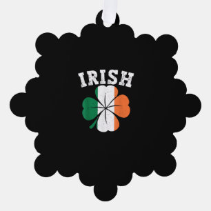Irish Shamrock Ireland Flag St Patrick Day Vintage Tree Decoration Card