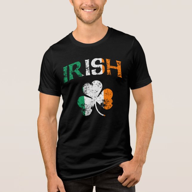 Irish Shamrock Ireland Flag St Patricks Day  Tri-Blend Shirt (Front)